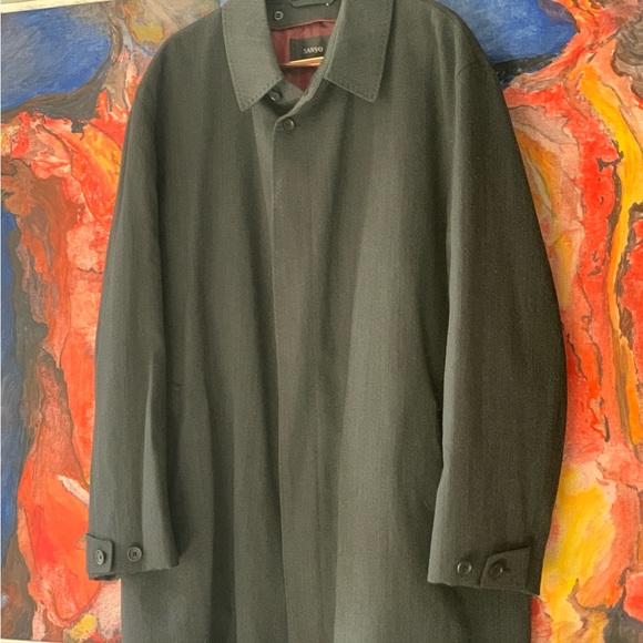 Sanyo charcoal wool and tencel overcoat. Removable breath thermal lining. size44 - Picture 13 of 13